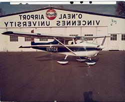 A plane parked at the O'Neal Airport hangar.